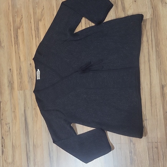 BEYOND THREADS Black Alpaca Wool Blend Wrap Lagonlook Cardigan Sweater - Picture 7 of 11